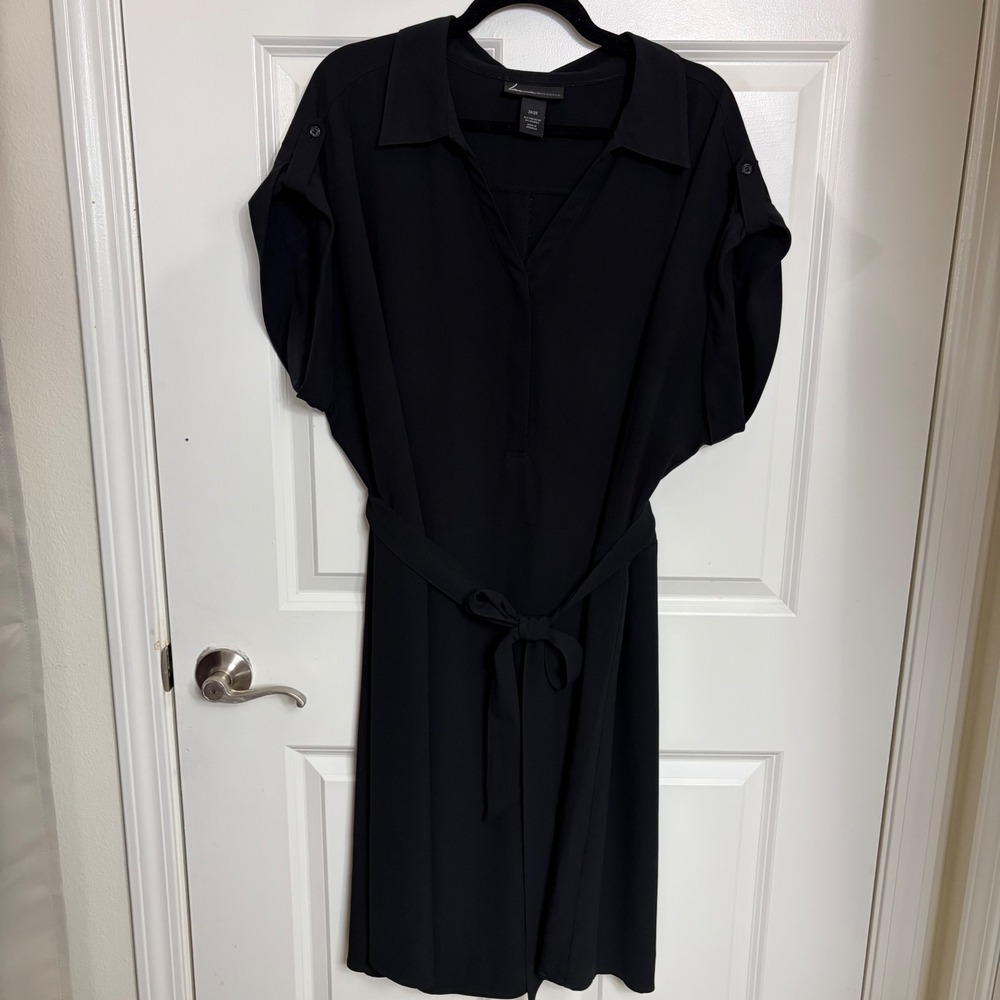 Lane Bryant Black Short Sleeve Belted Shirt Dress Plus Size 26/28 Office Career